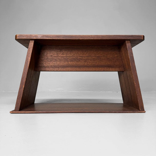 A Japanese fumidai with clean lines and the warmth of beautifully aged wood. Dimensions: height 35.5 cm, width 60 cm,...