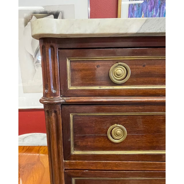 Wood Antique French Semainier With Marble Top. Mid 19th C. For Sale - Image 7 of 12