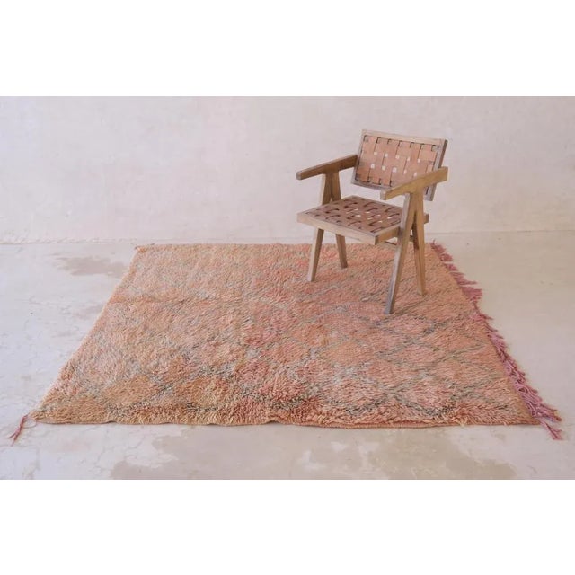 Mid-Century Modern 1980's Moroccan Pink Wool Rug - 6.2 X 5.8 Ft For Sale - Image 3 of 10