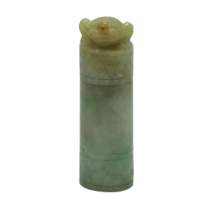 Round Shape Chinese Yellow Green White Jade Toad Seal With Storage