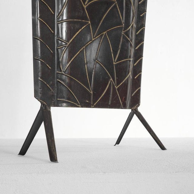 Wood Art Deco Fire Screen in Tin, 1940s For Sale - Image 7 of 8