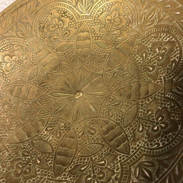 1970s Mid-Century Modern Floral Pattern Etched Brass Bowl For Sale - Image 9 of 10