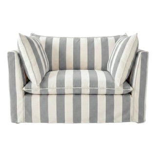 Sophie Conran Coco Loveseat - Garden Grey Stripes with Knife Edge Cushion For Sale