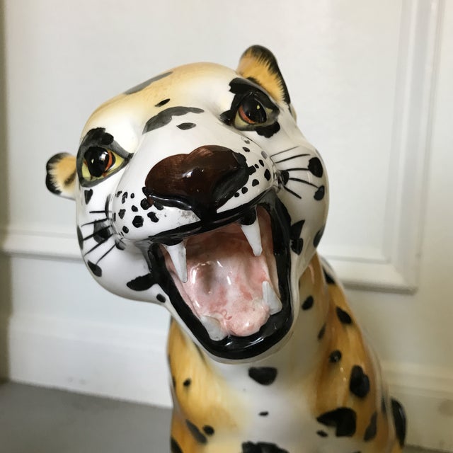 Vintage Hand Painted Leopard Statue Chairish