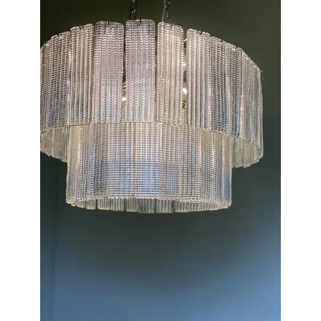 Early 21st Century Large Oval Diamond Listelli Murano Glass Chandelier from Simoeng For Sale - Image 5 of 11