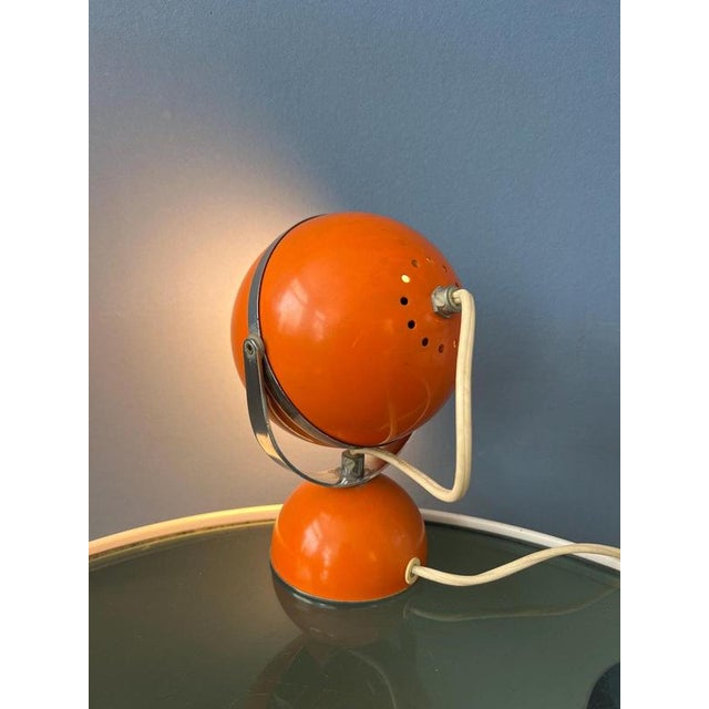 Mid-Century Space Age Orange Eyeball Table Lamp For Sale - Image 5 of 11