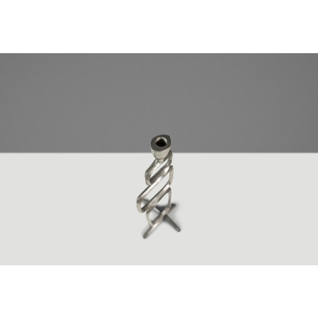 Metal Mid-Century Modern Brutalist Candlestick Holder in Solid Aluminum Attributed to Matthew Hilton, United Kingdom, C. 1980s For Sale - Image 7 of 13
