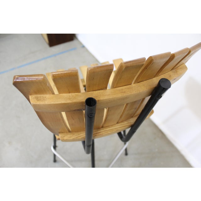 Black Set of 3 Mid-Century Danish Modern Arthur Umanoff Style Swivel Slat Bar Stools For Sale - Image 8 of 13