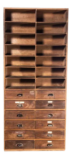 Tall French Workshop Cabinet with Twelve Drawers, 1940s