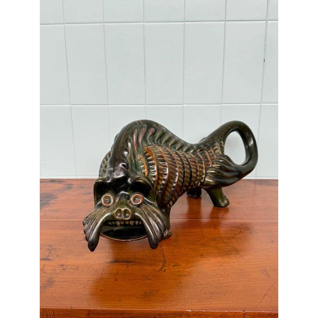 Sculpture in glazed majolica from Vasylkiv. Produced in the former USSR in the 1950s. It depicts a Whale Fish created by...