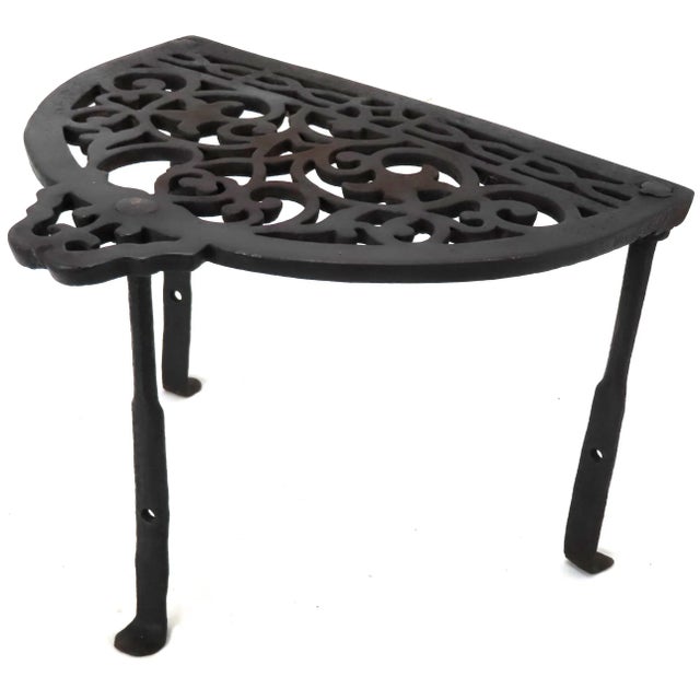 Antique Early American Cast Iron & Wrought Iron Fireplace Hearth Warming Trivet For Sale - Image 4 of 13