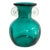 Late 20th Century Emerald Green Glass Art Deco Vase With Handles For Sale