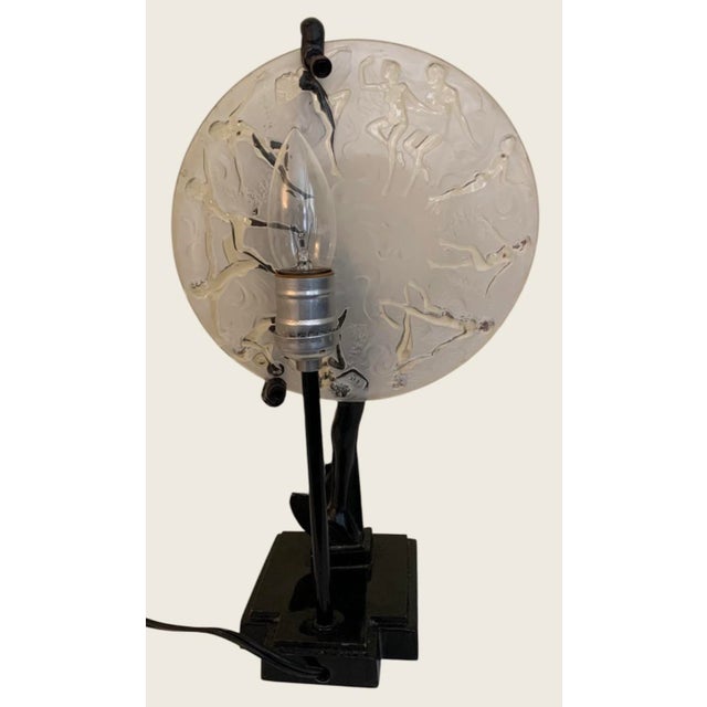 1980s Art Deco Frankart Nude Nymph With Consolidated Glass Moon Lamp by Sarsaparilla For Sale In Philadelphia - Image 6 of 10