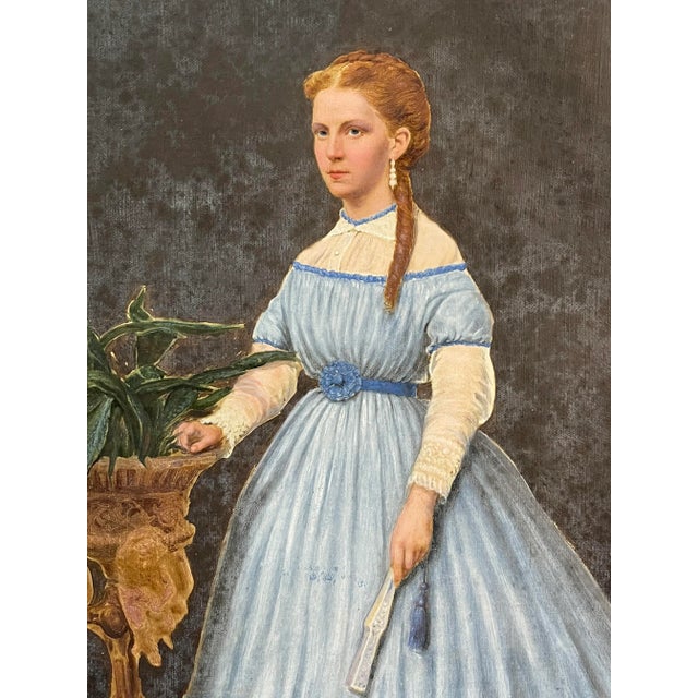 Alfred Emile Leopold Stevens, Portrait of Young Woman, 19th Century, Gouache For Sale - Image 7 of 9
