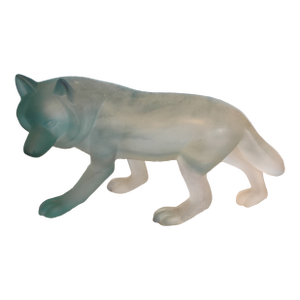 1980s Daum Attributed Pate De Verre Wolf Sculpture