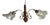 Three-Light Chandelier in Wood, Bronze and Glass, 1980s For Sale
