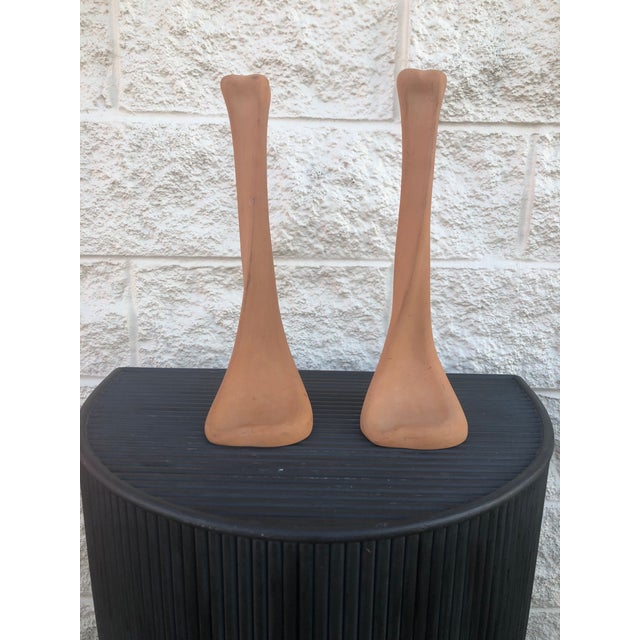 Elsa Peretti for Tiffany & Co Terra Cotta Bone Candlesticks a Pair