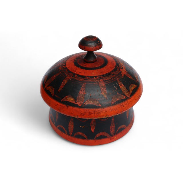 Handpainted Wooden Lacquerware Spice Box, 1950s For Sale - Image 11 of 11