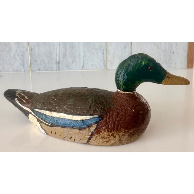 Rustic Folk Art Rustic Hand Painted Mallard Duck Decoy For Sale - Image 3 of 11