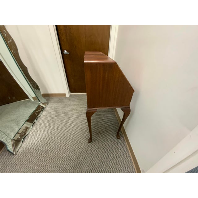Wood 1970s Mahogany Queen Ann Style Slant Front Writing Desk For Sale - Image 7 of 13