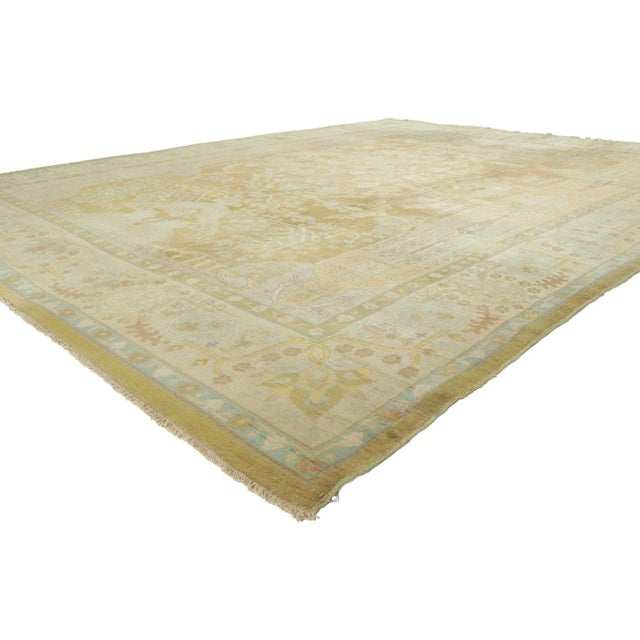 73595 Antique Indian Area Rug 09'09 x 12'05. Quiet luxurious beauty and soft, bespoke vibes, this hand-knotted wool...