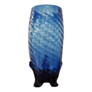 1960's Italian Mid Century Modern Empoli Glass Cobalt Optic Swirl Pattern Vase