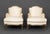 Pair of Louis XV Style Cream Diamond Pattern Fabric Upholstered Bergeres. 34" H x 30" W x 27" D; seat: 18" H. Provenance:...
