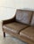 Brown Leather 3 Seater Sofa With Tapered Wood Legs Vintage Mid-Century Modern 1970s For Sale - Image 9 of 12