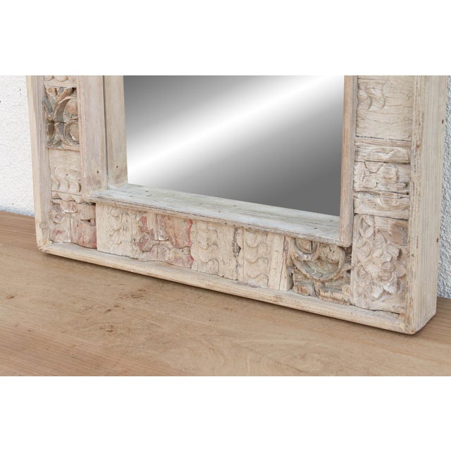 Glass 34" Reclaimed Carved Patch Work Mirror For Sale - Image 7 of 8