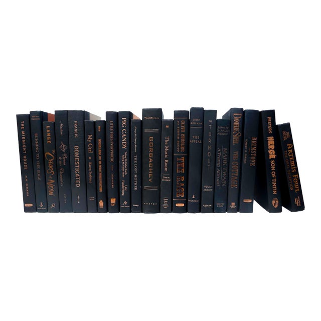 Decorative Books - Onyx & Copper Books - Black Books by the Foot For Sale