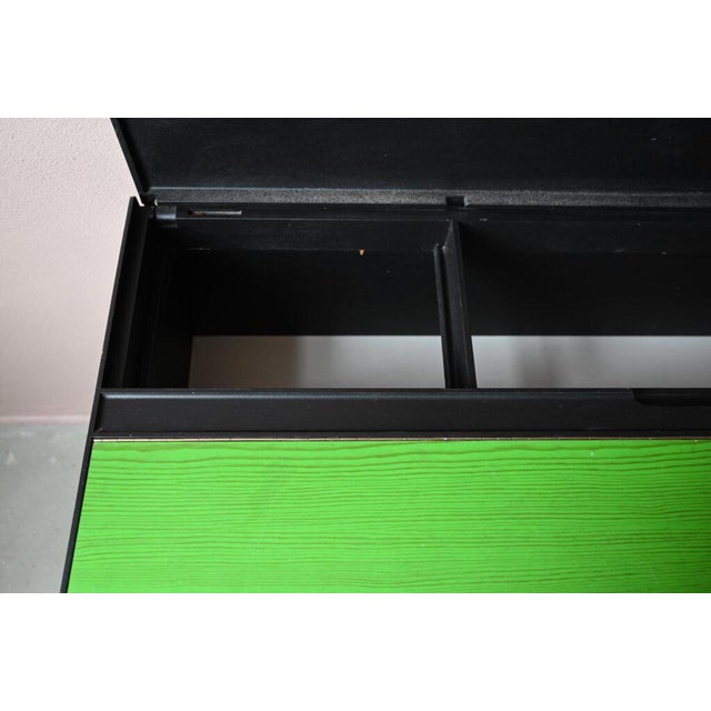 Bauhaus Desk in Green and Black Wood and Chrome Metal, 1980s For Sale - Image 16 of 18