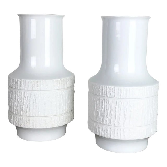 Op Art German Porcelain Vase by Richard Scharrer for Thomas, 1970s, Set of 2 For Sale