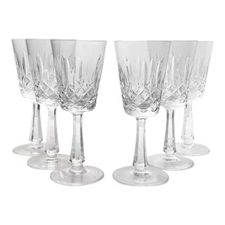 1970s Galway “Clifden” Set of 6 Crystal Claret Wine Glasses For Sale