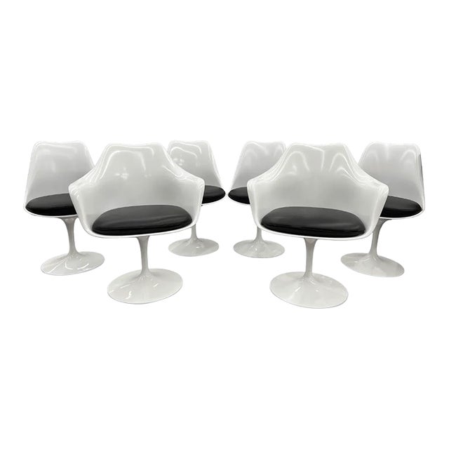 1960s MCM Saarinen for Knoll Tulip Swivel Dining Chairs - Set of Six For Sale