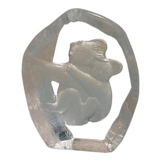 Mats Jonasson Sweden Signed Crystal Koala Bear Figurine Paperweight Art Glass For Sale