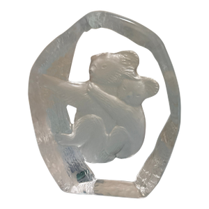 Mats Jonasson Sweden Signed Crystal Koala Bear Figurine Paperweight Art Glass
