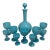Antique French Portieux Vallerysthal Blue Opaline Glass Decanter & 9 Goblet Set For Sale