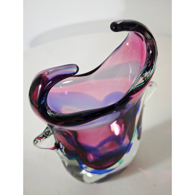 Mid-Century Modern Multicolored Sommerso Glass Vase in the style of Salviati, Italy, 1970s For Sale - Image 17 of 18