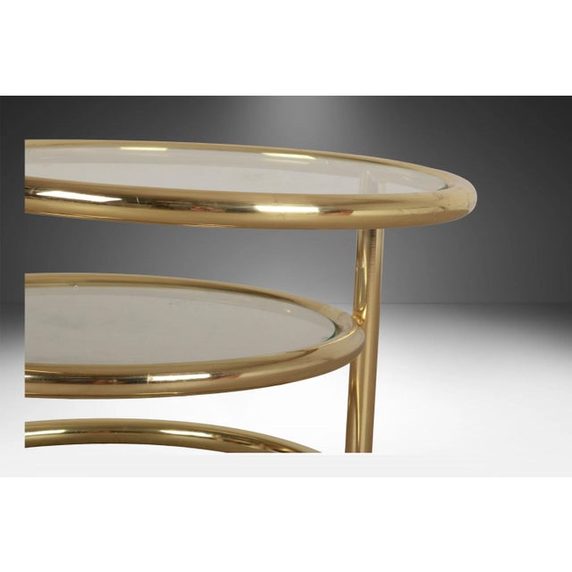 1970s Mid Century Modern Brass Glass Swivel Coffee Table in the Style of Milo Baughman For Sale - Image 5 of 11
