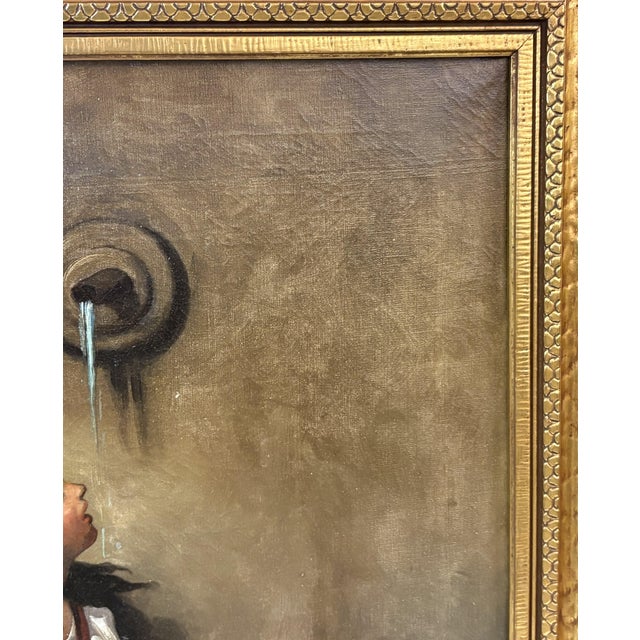 Early 20th Century Framed Original Oil Painting on Canvas 'Roman Girl at the Well' Inspired by Léon Bonnat (France 1833-1922) For Sale - Image 4 of 18