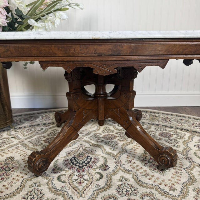 Antique Victorian Marble Top Walnut Side Table For Sale - Image 12 of 13