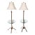 Pair of Hand-Forged Metal and Glass Tray Table Floor Lamps For Sale