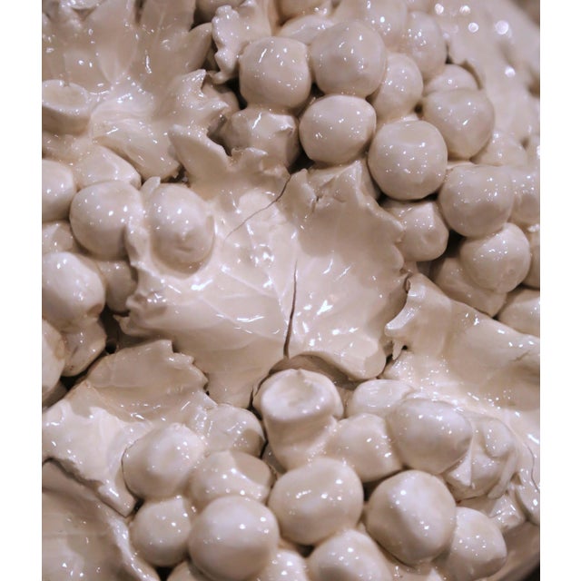 Pair of Mid-Century Italian Creamware Grape Cluster Compotes on Pedestal For Sale - Image 9 of 11