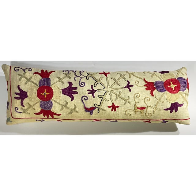 Antique Hand-Embroidered Suzani Pillow - a Piece of Art For Sale - Image 4 of 12