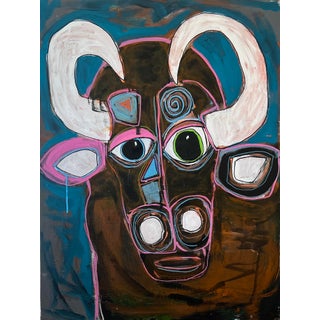 Bernard the Bull - Acrylic on Canvas by Melinda McLeod For Sale