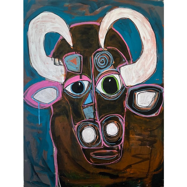 Bernard the Bull - Acrylic on Canvas by Melinda McLeod For Sale