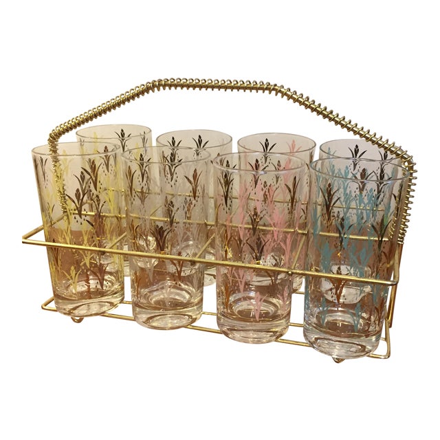 Fred Press Vintage Drink Caddy & Glasses Chairish