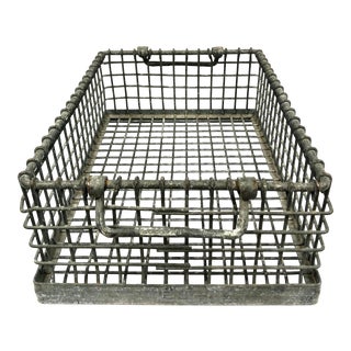 Vintage German Stackable Metal Double Handle Basket For Sale