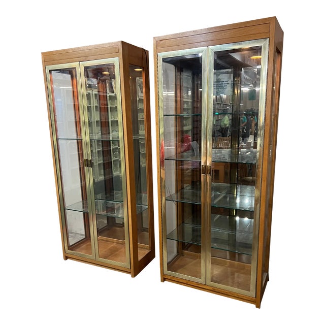Brass Vitrine Etagere Display Cabinet. For Sale