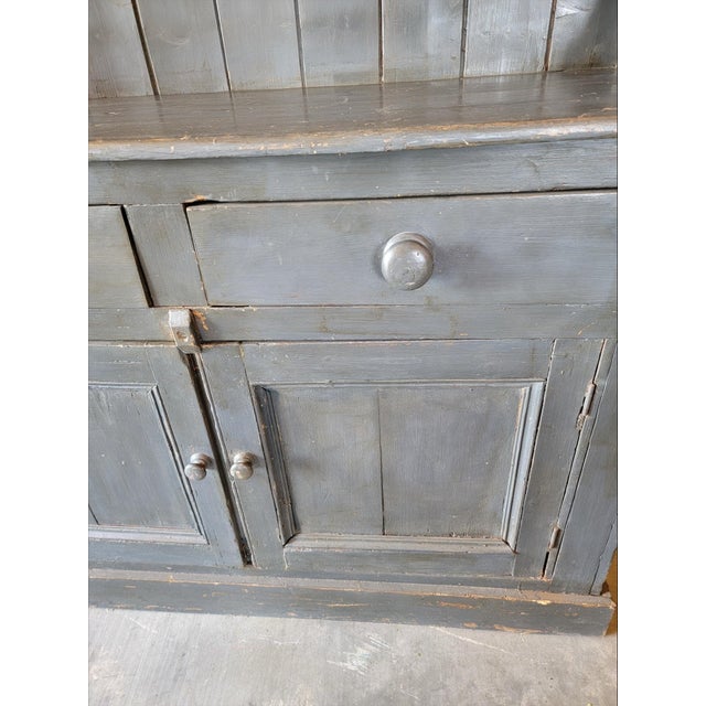 Antique Rustic One Piece Pine Dresser From Southern England in a Wonderful Grey/Blue Color - Circa 1890 For Sale - Image 14 of 17